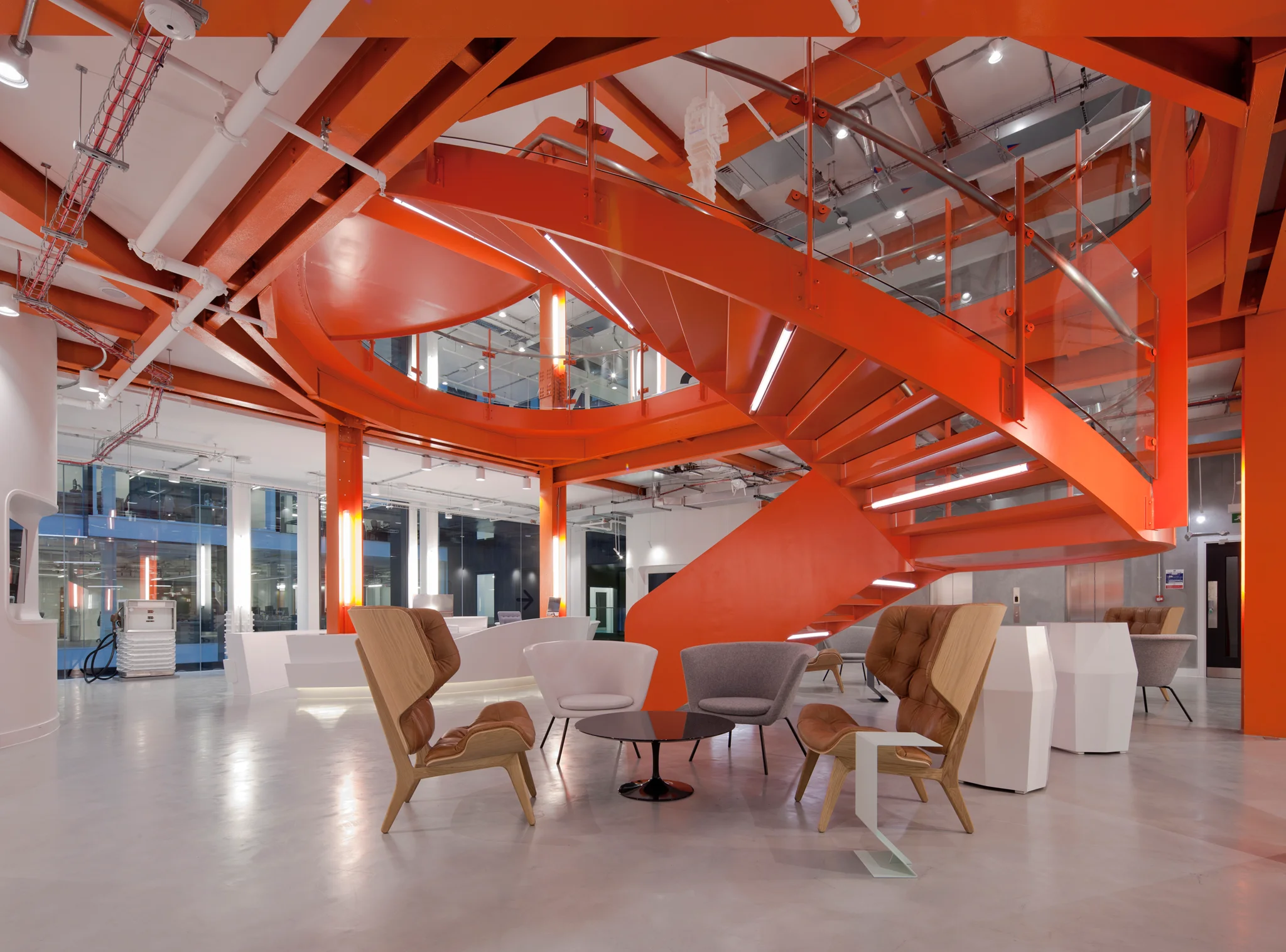 orange steel bespoke staircase