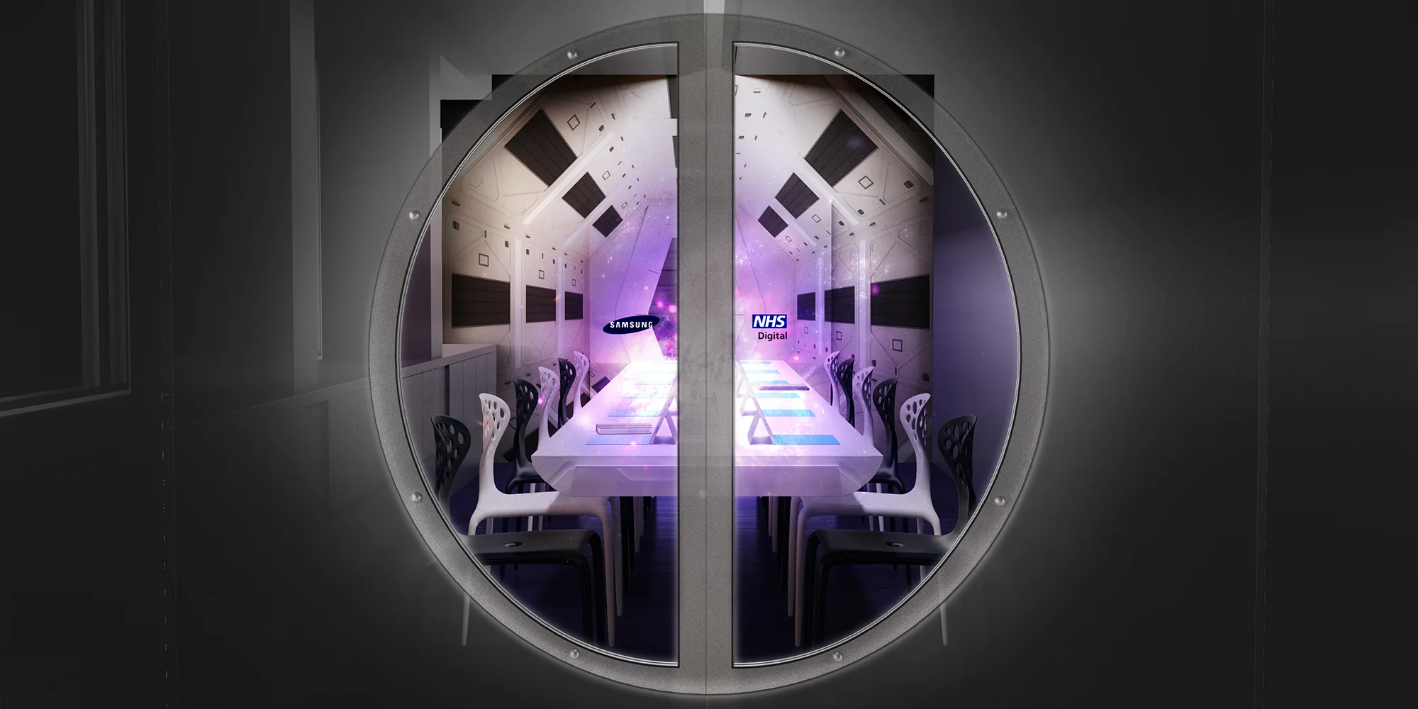 purple sci-fi doors