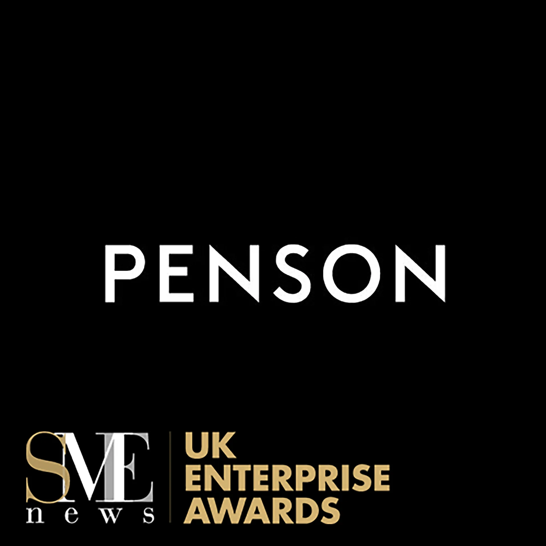 A black background with the words PENSON in white font with a logo of the SME News Awards