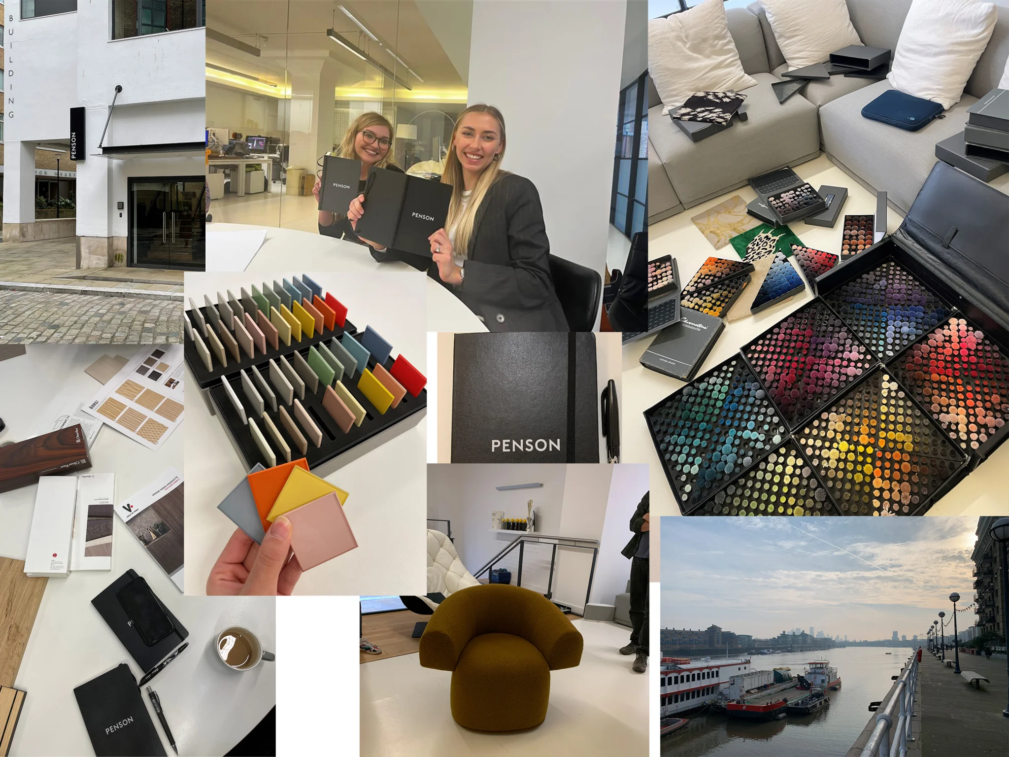 A collage of images of a design student internship