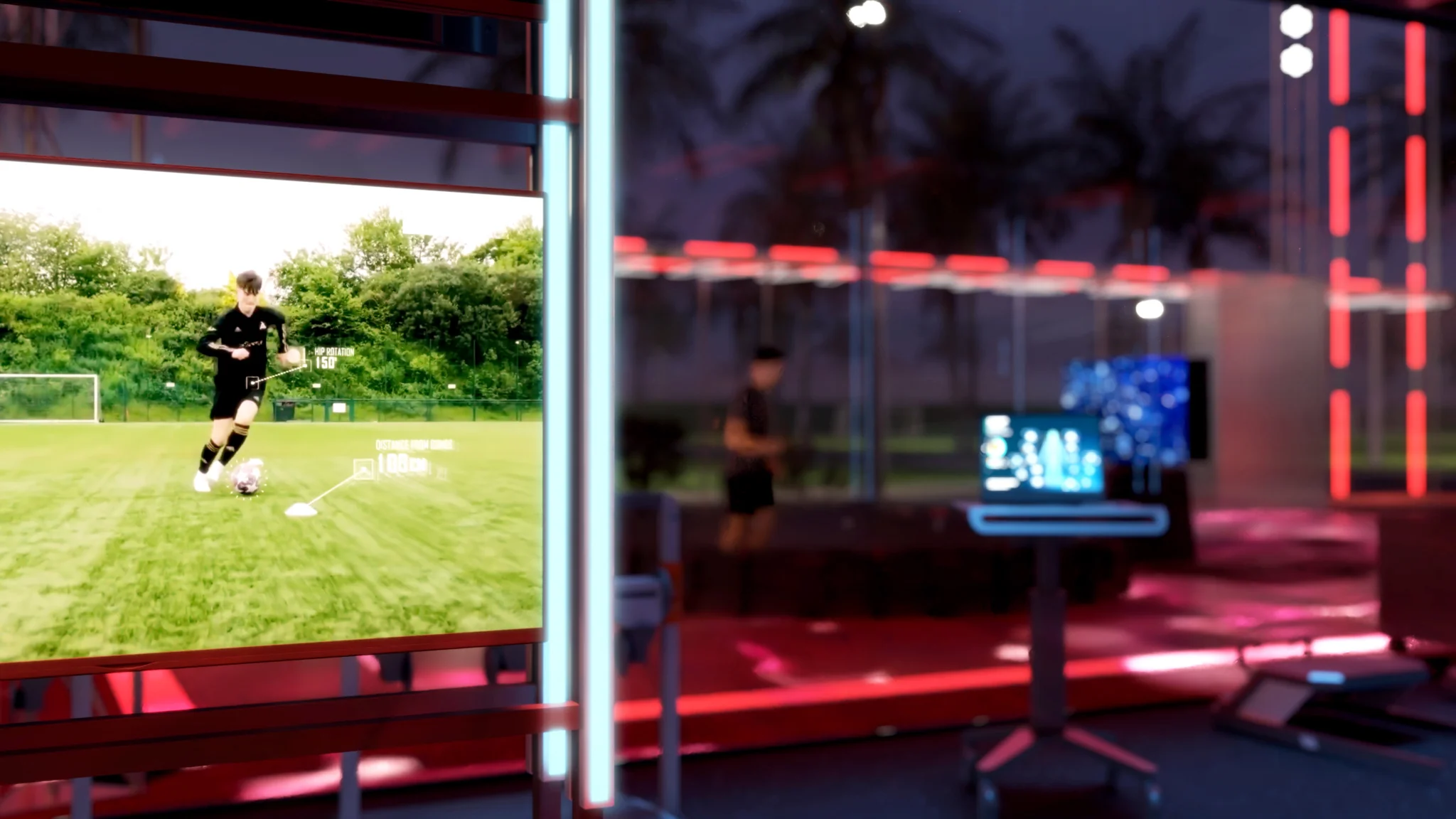 AI.IO football performance testing station at the Coachella sports-tech experience