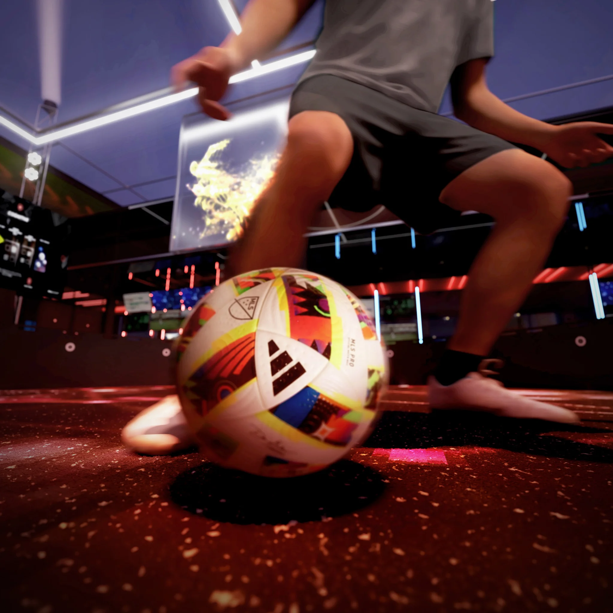 Football skills testing inside the AI.IO Coachella experience