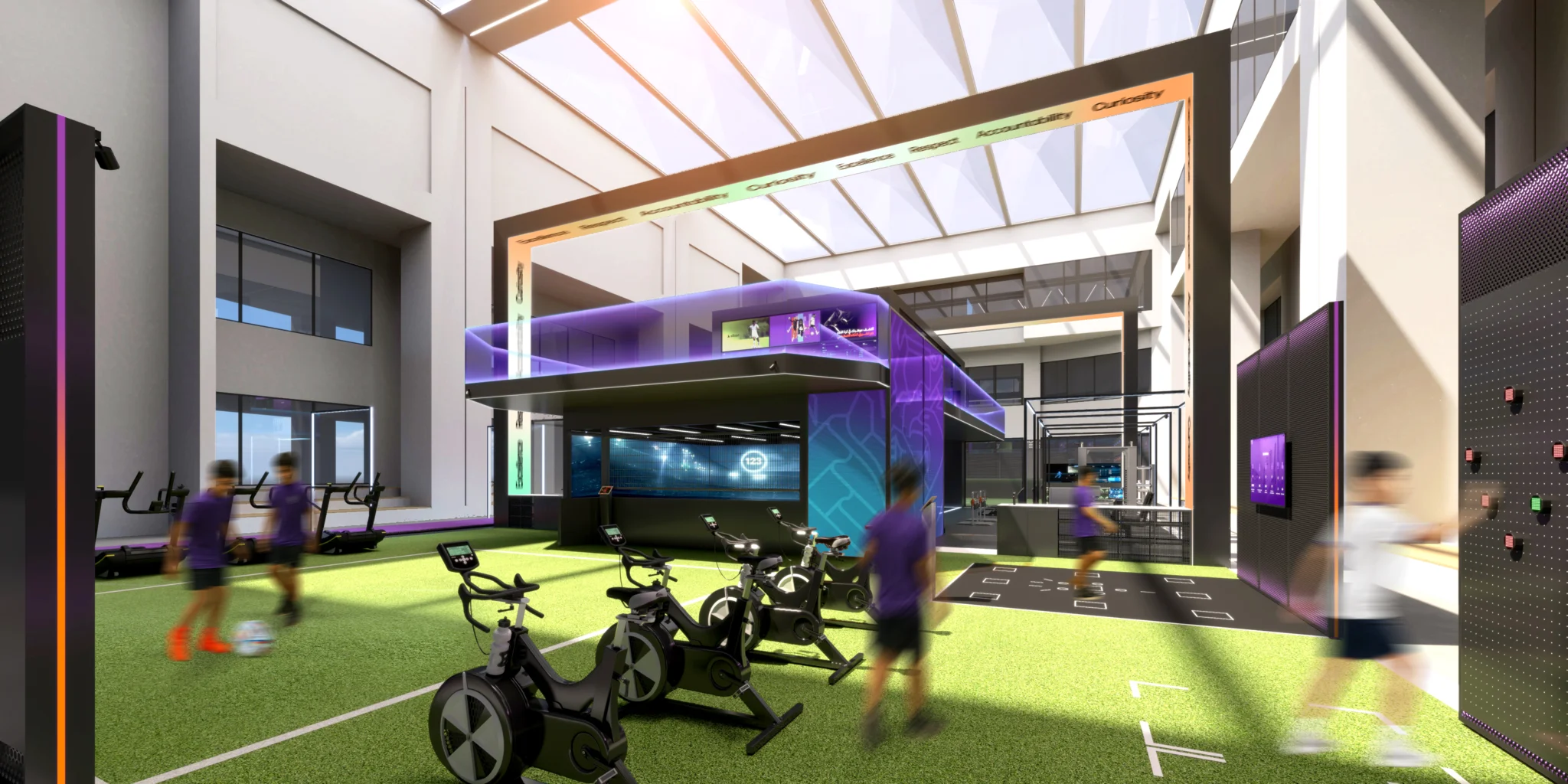 Athletes training inside the AI-powered performance environment at MAHD Sports Academy