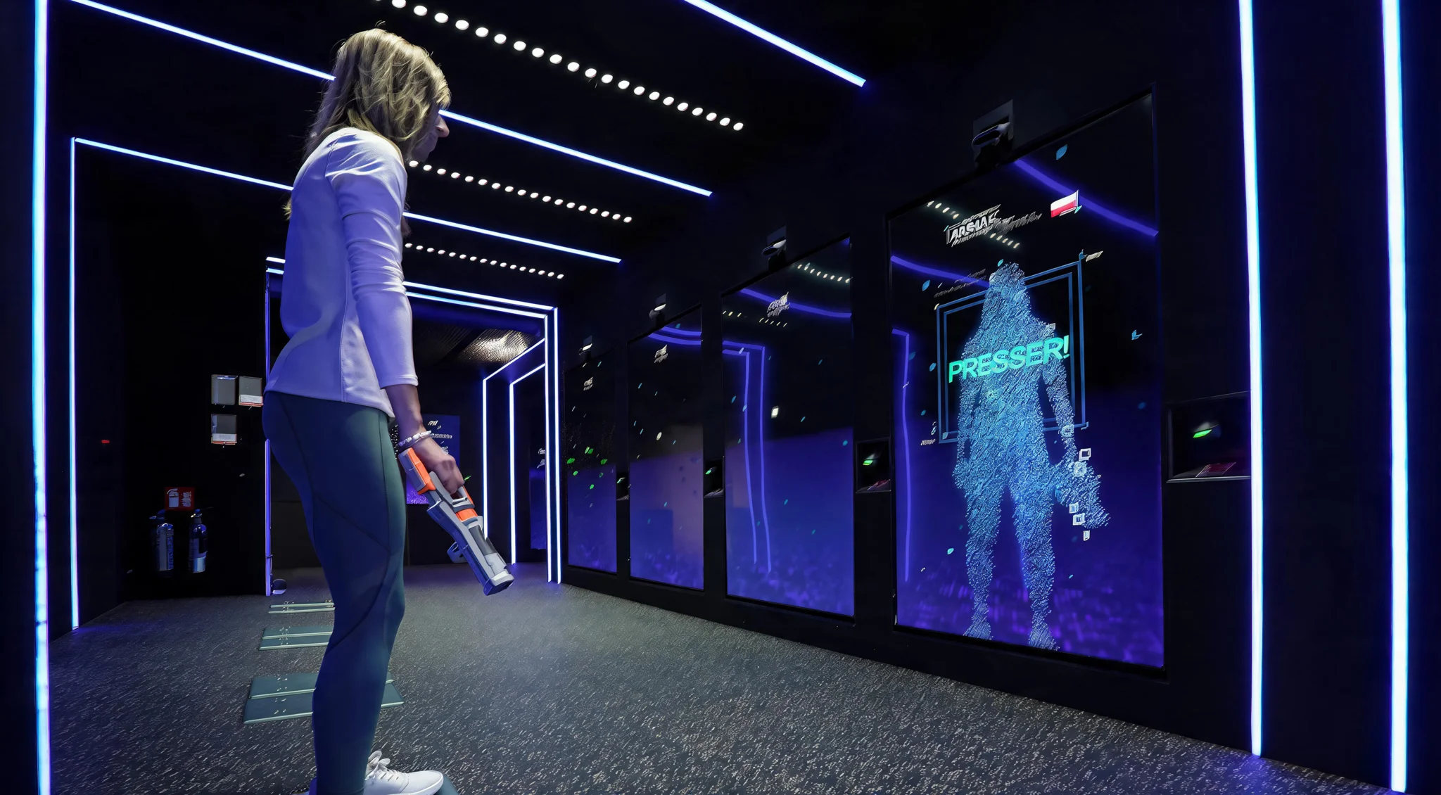 Participant completing an AI-powered athletic assessment at Paris 2024